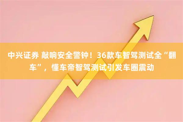中兴证券 敲响安全警钟！36款车智驾测试全“翻车”，懂车帝智驾测试引发车圈震动